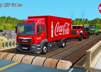 Trucks Cars vs Massive Speed Bumps Beamng RST Games#293