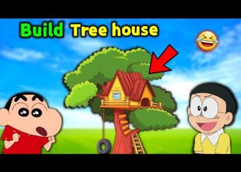 Shinchan And Nobita Building Tree House 😂 || 😱 Funny Game Roblox