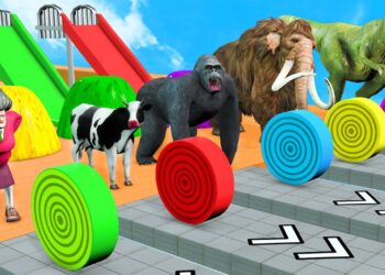 Layers Roll Game Mammoth Elephant Cow Scary Teacher 3D Gorilla Animal Crossing Fountain