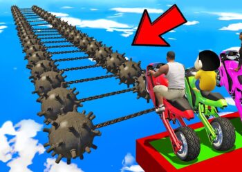 SHINCHAN AND FRANKLIN TRIED IMPOSSIBLE MOTORCYCLE BOMB MINES PARKOUR CHALLENGE GTA 5