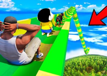 SHINCHAN AND FRANKLIN TRIED THE LONGEST WATER SLIDE FROM SKY IN GTA 5