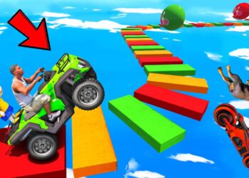 SHINCHAN AND FRANKLIN TRIED IMPOSSIBLE COLOURFUL ROAD CAR PARKOUR CHALLENGE GTA 5