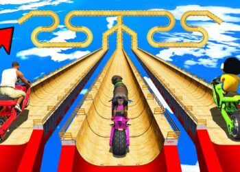 SSSHINCHAN AND FRANKLIN TRIED IMPOSSIBLE TRIPLE LOOP MEGA RAMP JUMP CHALLENGE BY CARS BIKES IN GTA 5