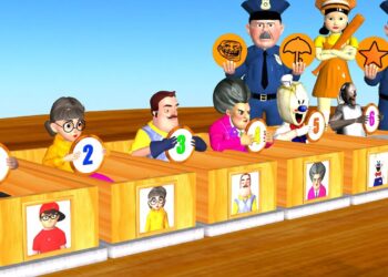 Squid Recreation vs Scary Trainer 3D Water Pool Attempting Honeycomb Sweet Form Flip Problem and numbers