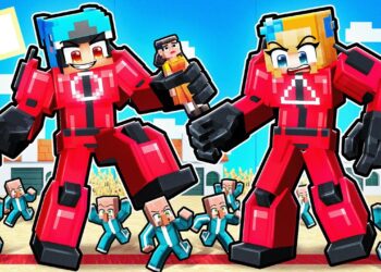 Omz and Crystal Change into SQUID GAME TRANSFORMERS in Minecraft!